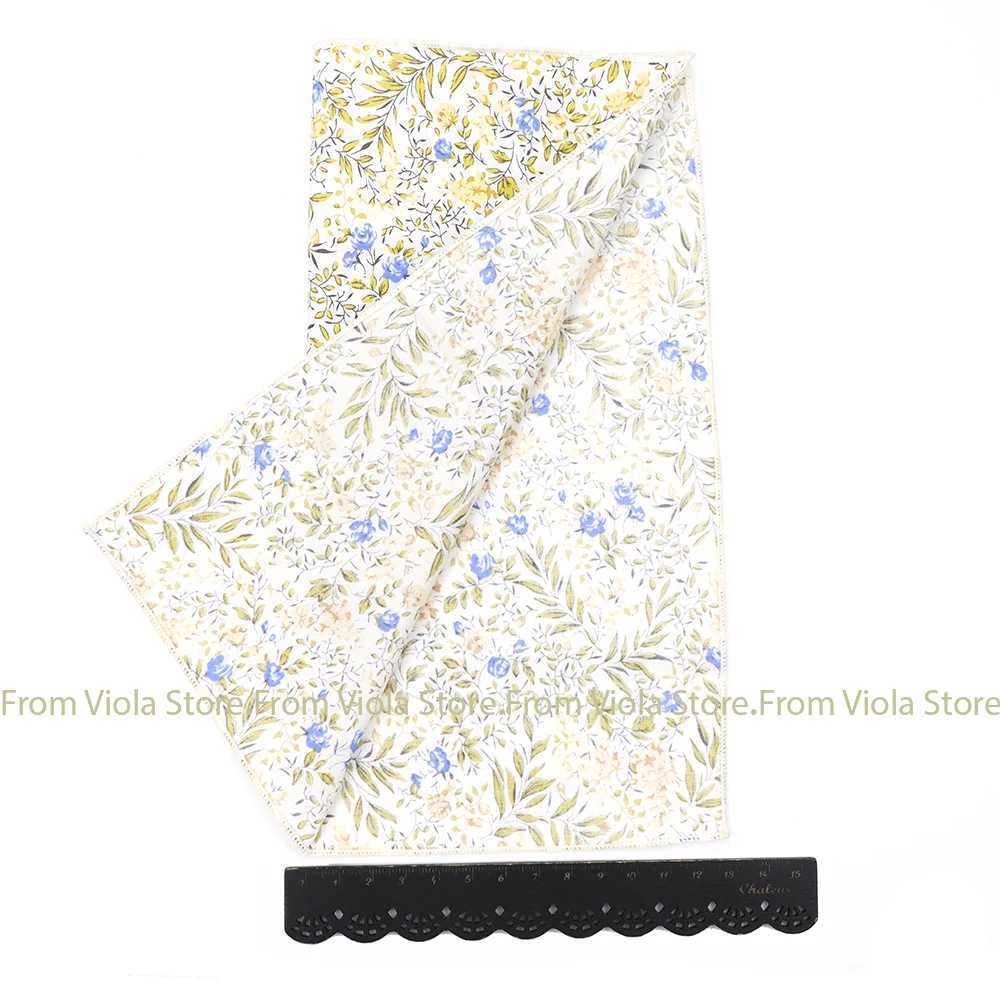 Hot New Floral Handkerchief 100% Cotton Hankie 23cm Womens Wedding Party Daily Set Pocket Square Gift Tailcoat Tie Accessories W240921
