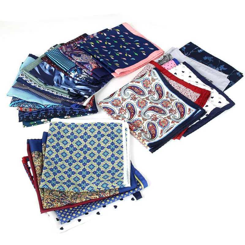 33*33cm Anchor Polka Dot Paisley Floral Big Handkerchief Satin Men Hanky Fashion Wedding Party Pocket Square Print AccessoryX240921