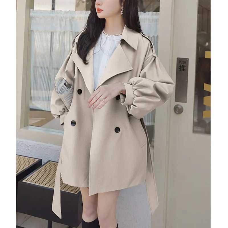 Womens Autumn Korean Fashion Office Lady Simplicity Windbreaker Coat Women Clothes Temperament Solid Color Long Sleeve TopsX240921