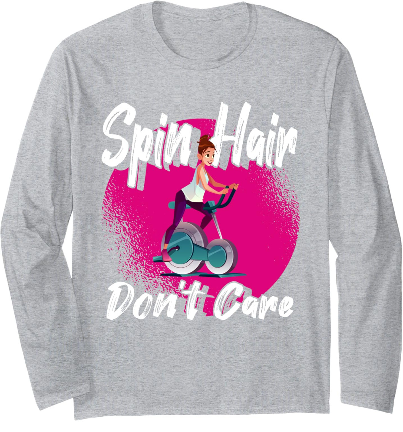 Long Sleeve Shirts for Men sweatshirt Funny Spin Hair Dont Care Spin Class Cycling Cardio Workout Long Sleeve Tee Streetwear Casual tops clothes