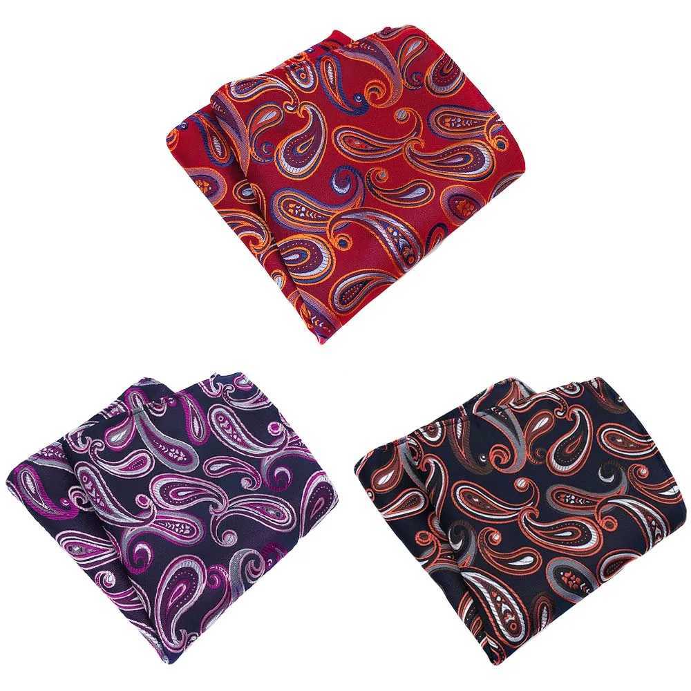 3 Packs Mens Paisley Floral Pocket Square Handkerchief Wedding Stripe Hanky BWTHZ0360X240921