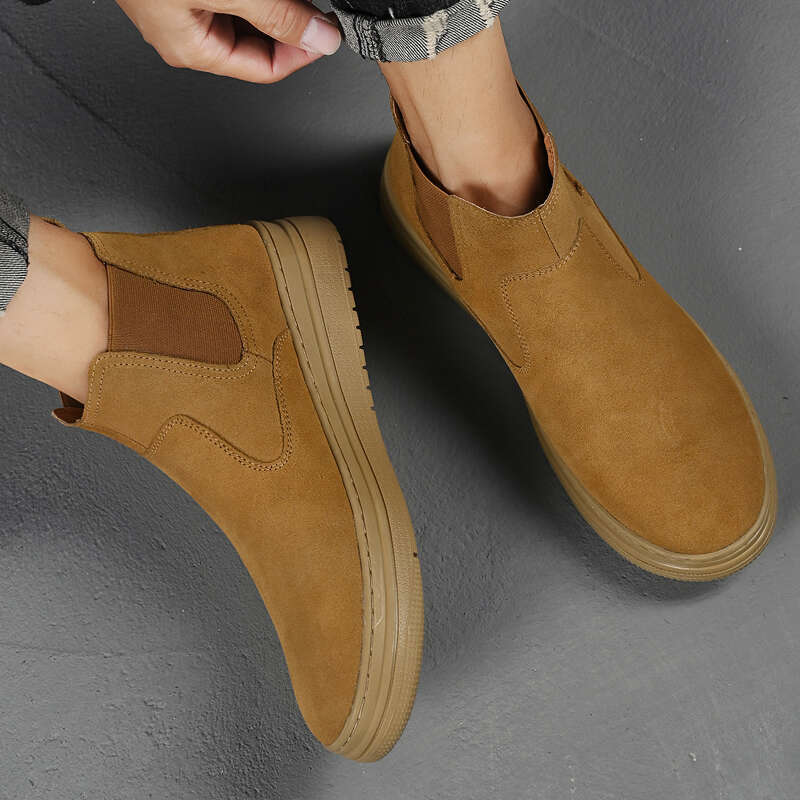 Italian brand autumn and winter men's high top shoe launch event, formal ankle boots, fashionable leather casual shoes