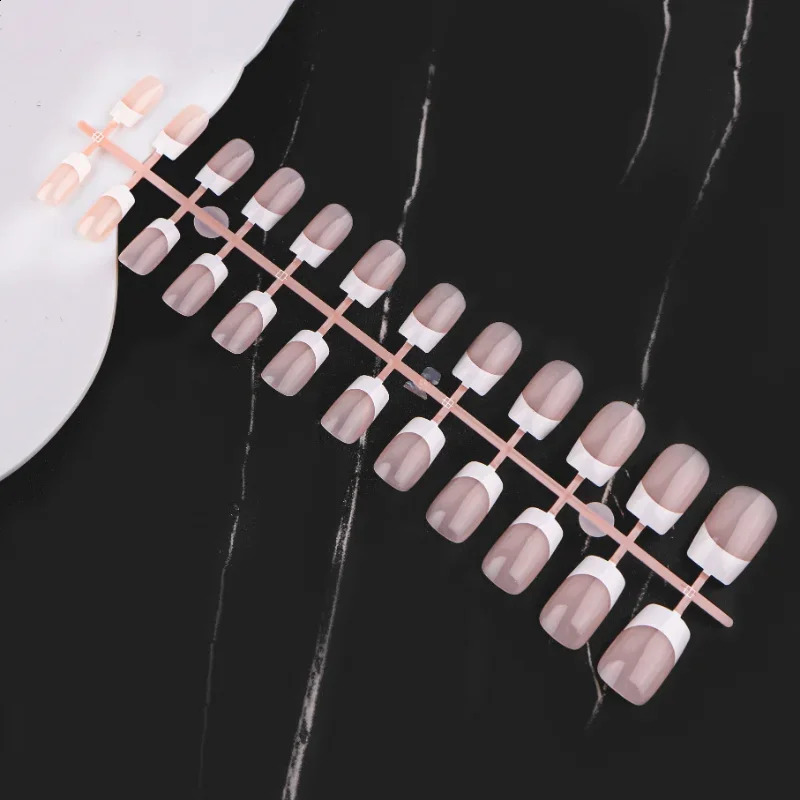 Heallor 24pcs French Fake Nail Reusable Nude Full Cover Press on Nail Tips Square Head Ballerina Detachable Artificial Finger Fa 240914