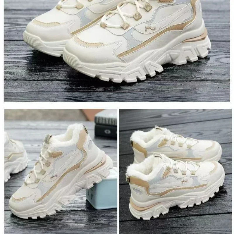 Winter New Platform Cotton Women's Lace-up Casual Sports and Ankle Running Shoes Warm Snow boots loafers womens slides designer women