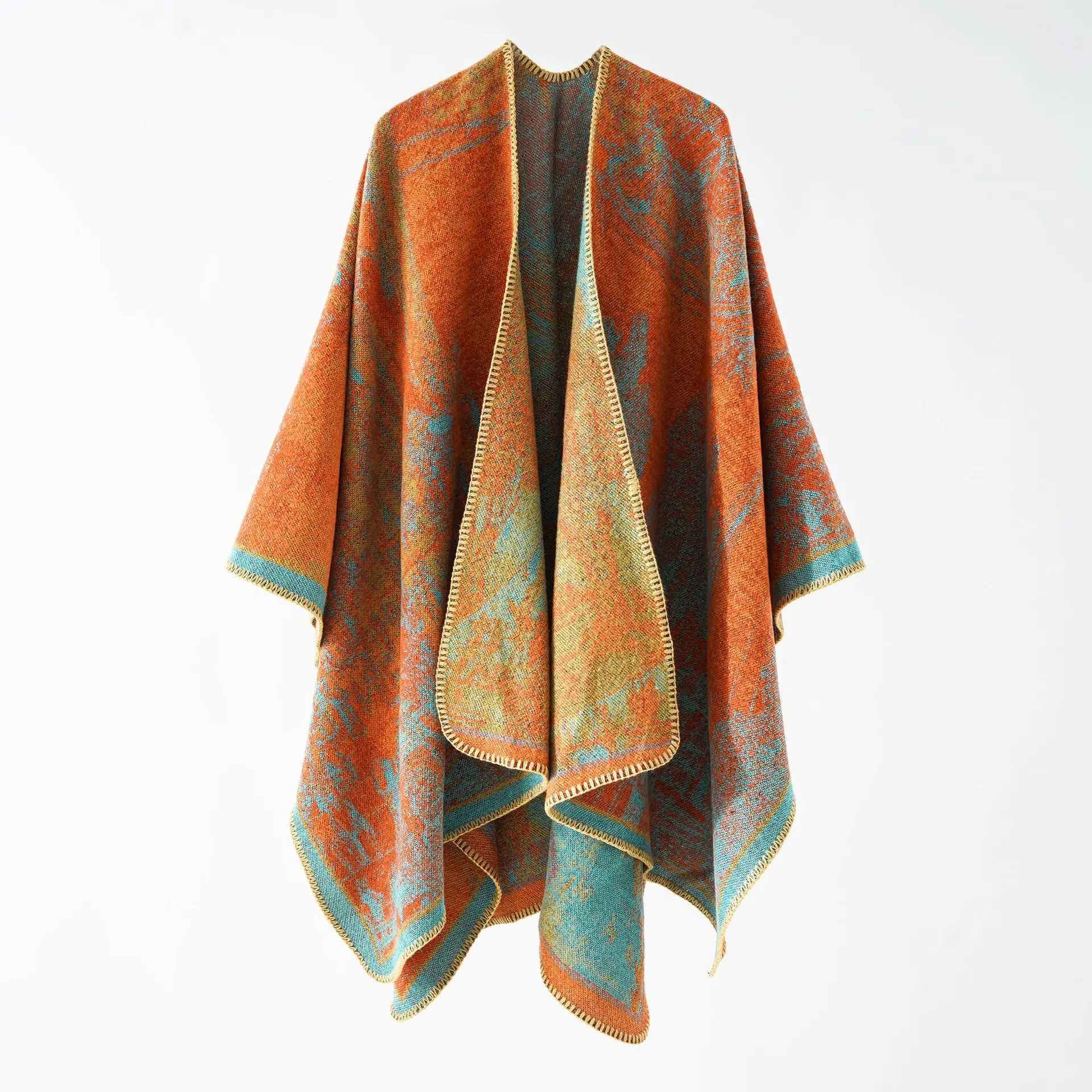WeHello Bohemian retro ethnic style womens shawl big brand imitates cashmere cape thick autumn and winter scars W240921