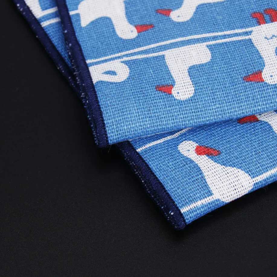 Brand New High Quality Hankerchief Scarves Vintage Linen Hankies Mens Pocket Square Handkerchiefs Cartoon Print Cotton HnakyX240921