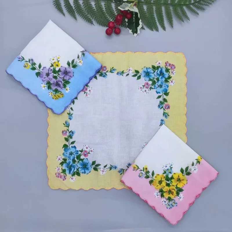 10 pieces of retro cotton womens Hanks multi style floral womens square handle head fabric womens gifts W240921