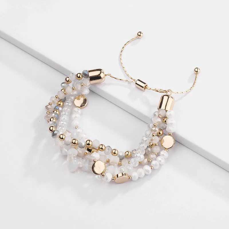 Fashion Jewelry Multi Layered Crystal Natural Stone Beaded Bracelet Braided Stacked Bracelets for WomenX240921