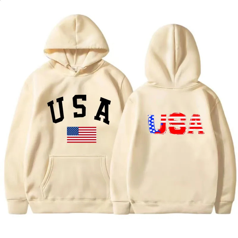 Mens Female Hoodie Harajuku USA pattern Y2K Street Fashion Trend Spring Autumn Fleece Top Unisex Clothing 240910