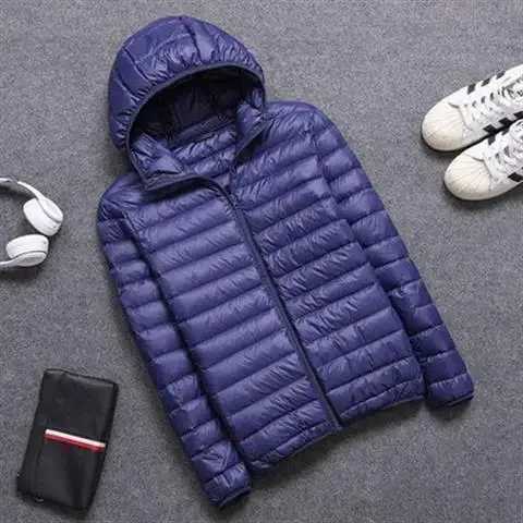 Winter thin down cotton jacket mens hooded sweatshirt slim fit warm jacket fashionable cut cotton jacket W240920