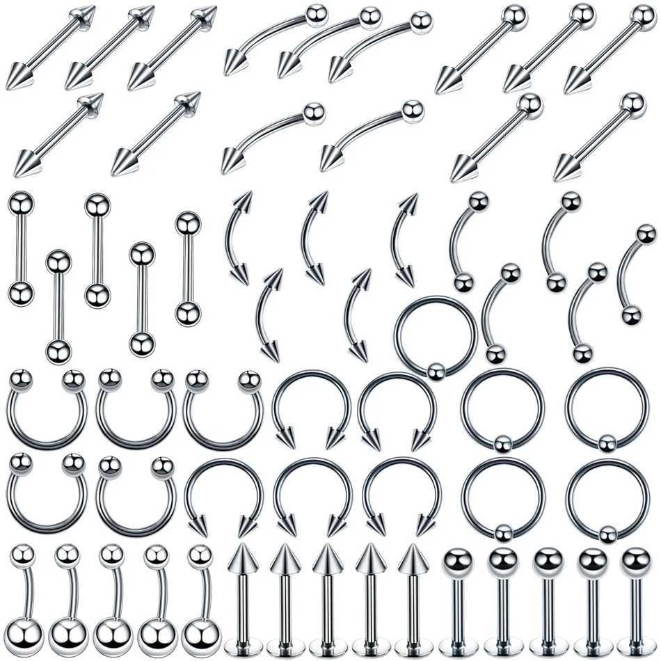 Body Piercing Jewelry 14G Stainless Steel Nose Ear Belly Lip Tongue Ring Captive Bead Eyebrow Bar Piercing Lot Jewelry for Sexy Y240921