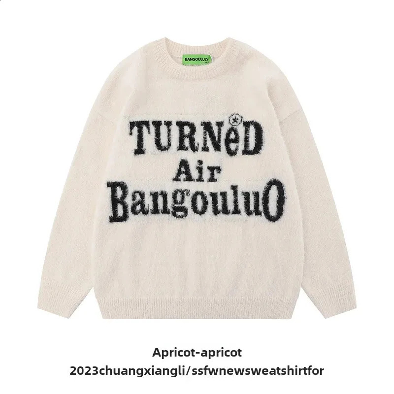 Imagination AutumnWinter Paris Trendy Round Neck Loose Fit Sweater American Style Jacquard Knitted Top Mens 240913