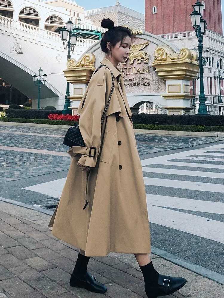 Trench Coat for Women 2022 Autumn Winter New Loose Coat Womens Casual Long Windbreaker Clothing Female Coats and Jackets WomenX240921