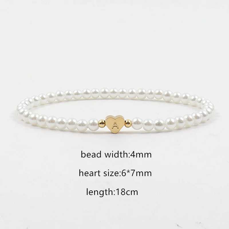 Hot Classic A-Z Heart Initial Letter Bracelet Women Temperament Imitation Pearl Bead Bracelet For Women Jewelry GiftX240921