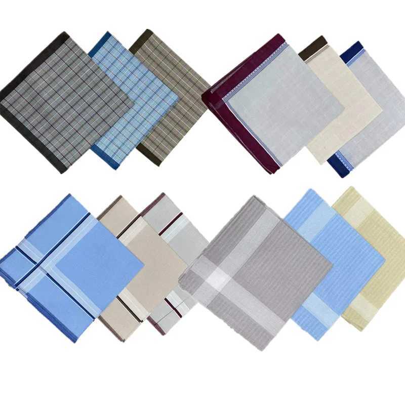 3Pcs 40x40cm pure cotton striped mens pocket handle classic cotton square sweat absorbent towel wedding party gift W240921