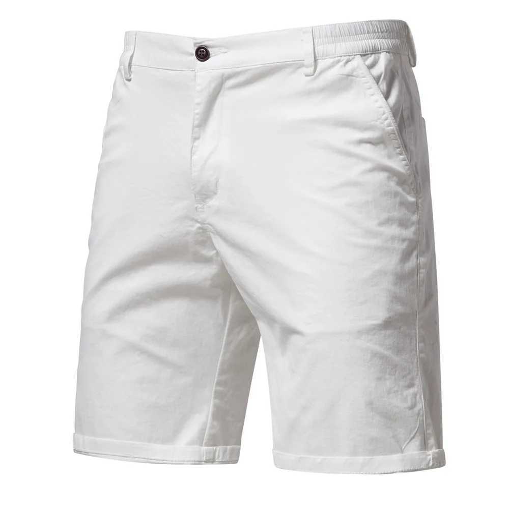 Y2K Summer New 100% Cotton White Gym Shorts Mens Casual Business Social Elastic Waist Cargo Shorts Bermuda Beach Shorts For MenX240921