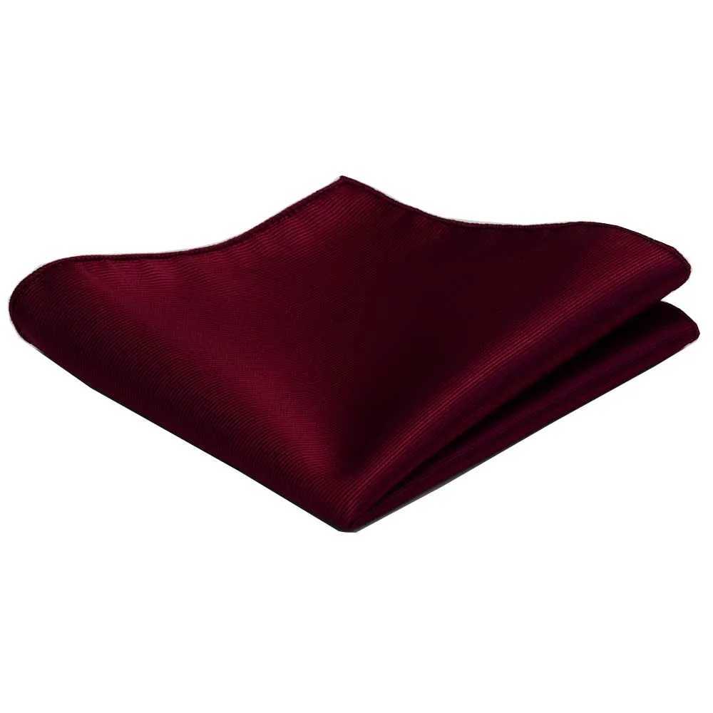 GUSLESON Classic Mens Solid Handle Head Hanki Mens Red Navy Blue Jacquard Knitted Silk Pocket Square 25 * 25cm Business Wedding W240921