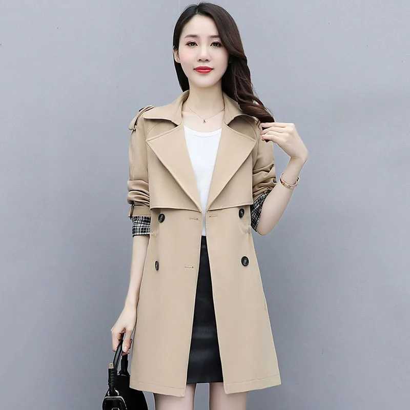 Windbreaker Women In Spring 2023 The New Korean Version Of Waist-shrinking Slim Casual Temperament And Drooping Fashion CoatX240921