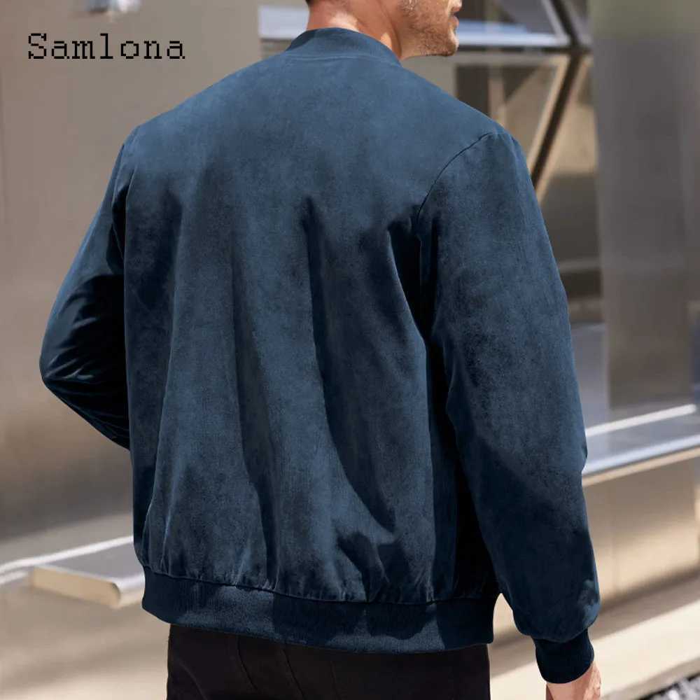 Mens Fashion Suede Jackets America and Europe Style Casual Pilot Jacket Mandarin Collar Zipper Coats Soft Basic Outerwear M240921