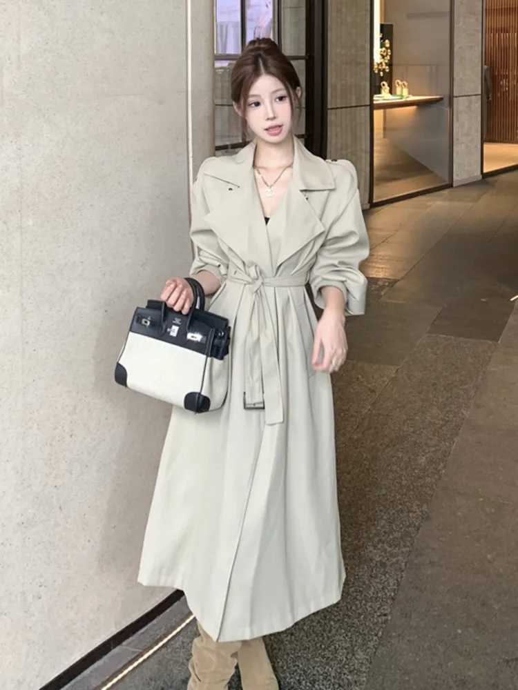 High Quality British Style Trench Coat For Women 2024 Autumn Fashion Casual Long Windbreakers Coat Korean Loose Belt OvercoatX240921