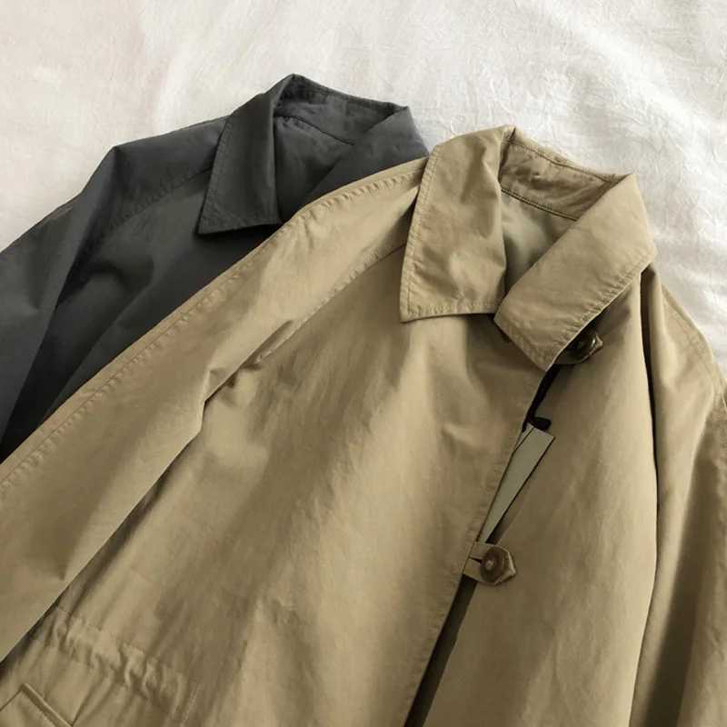Japanese Style Vintage Women Trench Coat Autumn Single Breasted Pocket Loose Mid Long Windbreaker Casual All-matched OvercoatX240921