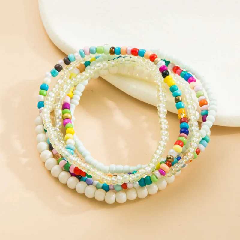 Boho Rice Bead Bracelet Hand Color Charm Bracelet For Women Layered Crystal Bracelets Cute Jewelry Simple Fashionable AccessoryX240921