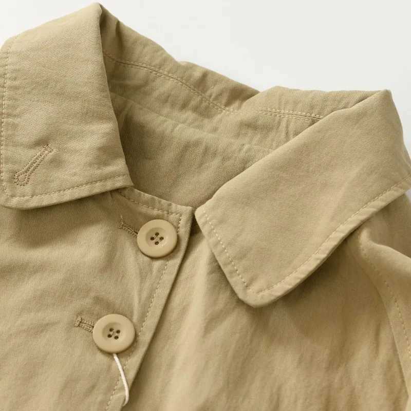Retro Lapel Medium-length Trench Coat for Women Single-breasted Loose Casual Windbreaker Black Khaki Green Outerwear Jacket TopsX240921