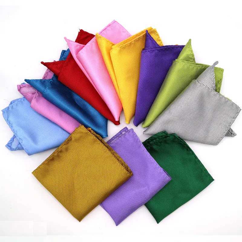 Mixed 26Pcs/ lot Luxury Mens Handkerchief Solid Color Hankies Hanky Business Pocket Square Chest TowelX240921