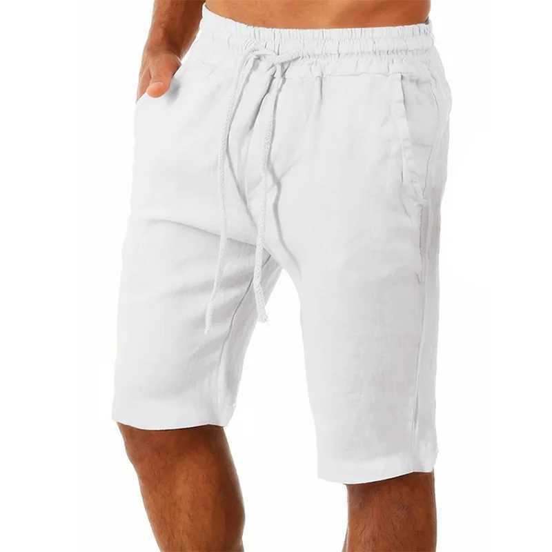 Men Cotton Linen Shorts Loose Sport Beach Shorts Summer Men Casual Cargo Shorts soild Gym Shorts Pocket Sweatpants Male ClothingX240921