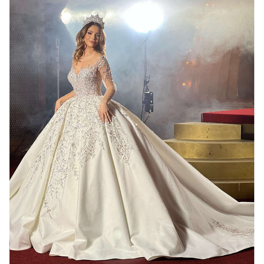 Romantic Sheer Neck Wedding Dresses Illusion Long Sleeves Bridal Gowns Custom Made Lace Appliques Vestido De Novia