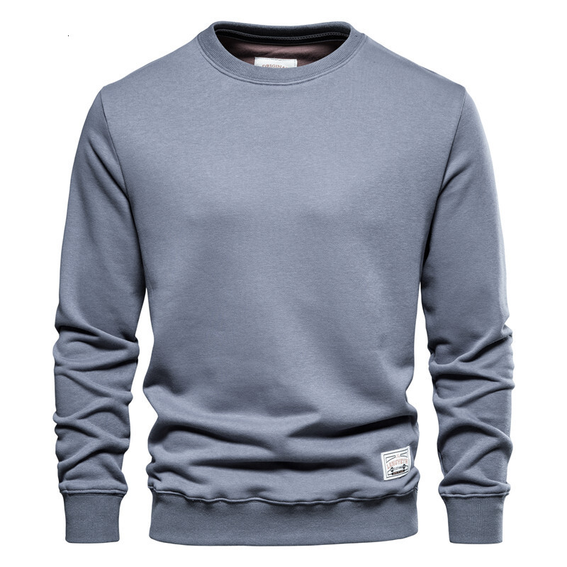Solid Fleece Round Neck Long Sleeve Warm Loose Pullover Fashion Casual Street Dress Men's Sweatshirt