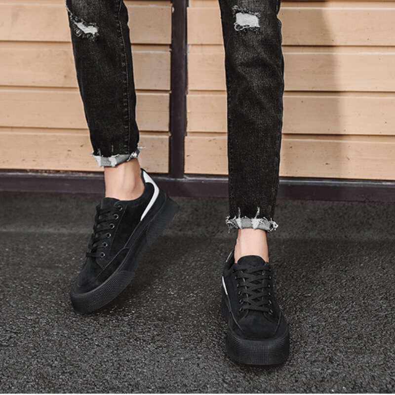 Summer New Board Trendy Versatile Lace Up Height Increasing Soft Sole Men's Sports Leisure Shoes