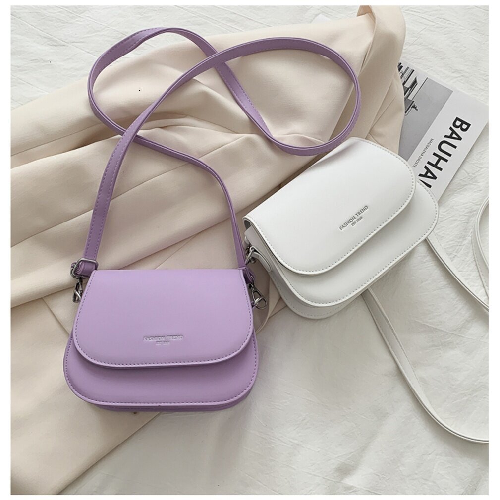 Ready Stock From Malaysia Women PU Leather Saddle Shoulder Vintage Solid Color Flap Crossbody Bag