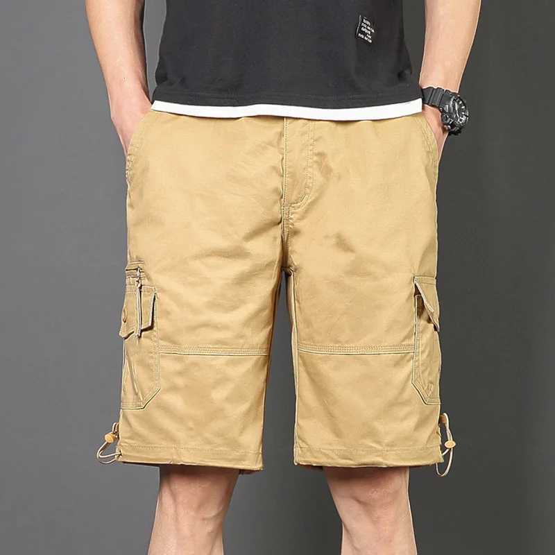 Summer New Mens Cargo Shorts Fashion Korean Version Loose Five Quarter Pants Mens Multi-pocket Straight Casual PantsX240921