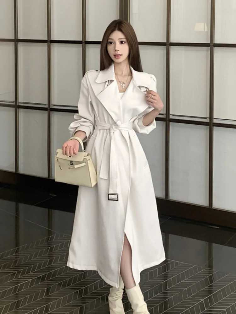 High Quality British Style Trench Coat For Women 2024 Autumn Fashion Casual Long Windbreakers Coat Korean Loose Belt OvercoatX240921