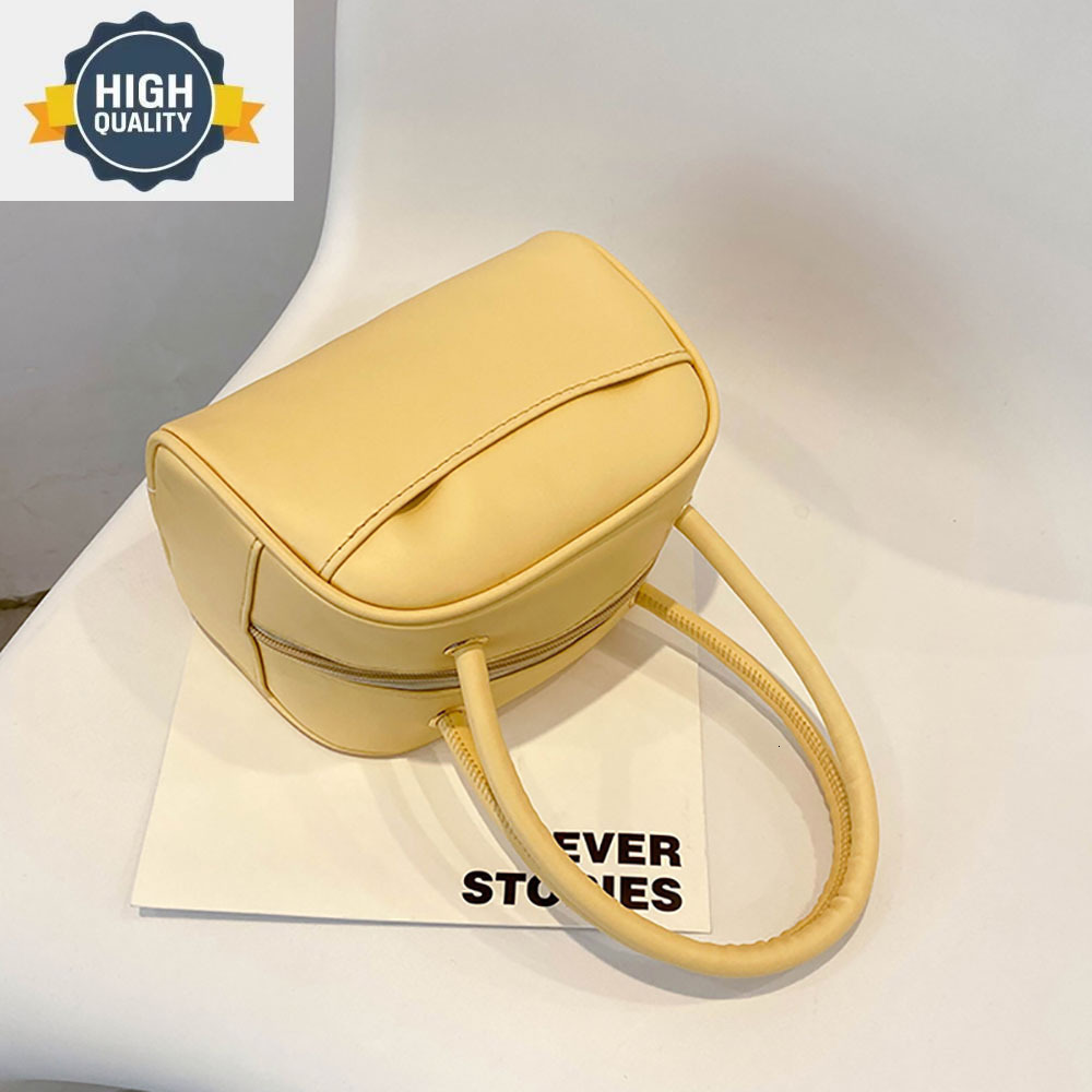 Style PU Korean Handheld Bag Women's 2023 New Fashion Retro Underarm Pillow Box Shaped Solid Color Soft Small Square S
