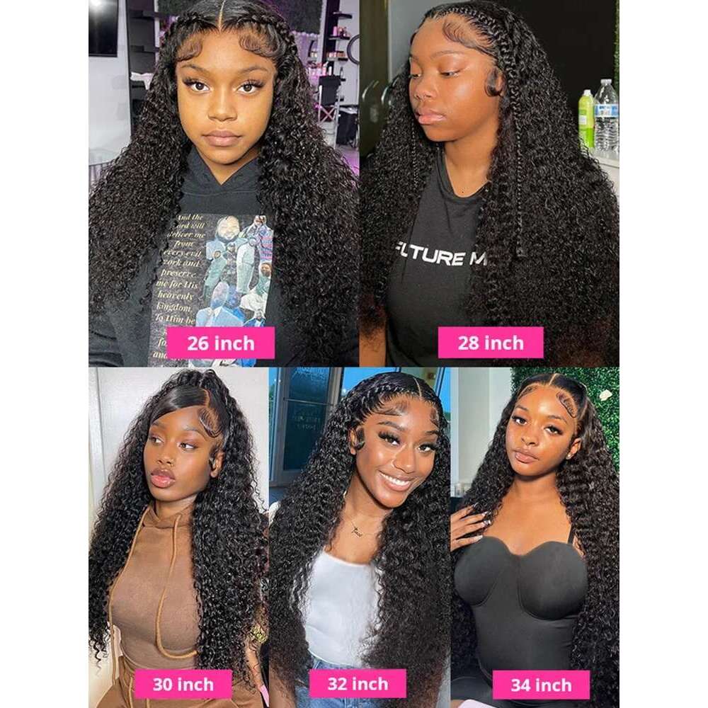 34 Inch Water Curly 13x4 HD Front Human Hair 180 Density Deep Wave 13x7 Transparent Lace Frontal Wig Brazilian For Women