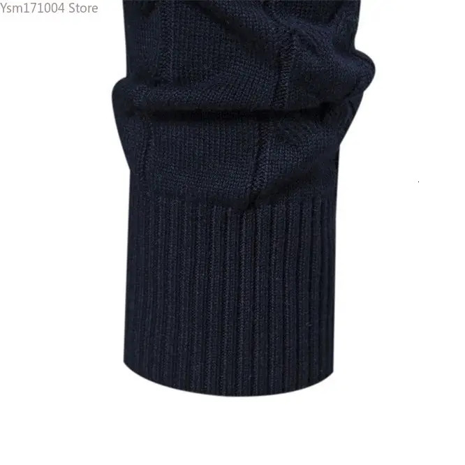Men's Half Neck High Elastic Tight And Warm Knitted Pullover Casual Fashion Street Striped Sweater Men Clothing