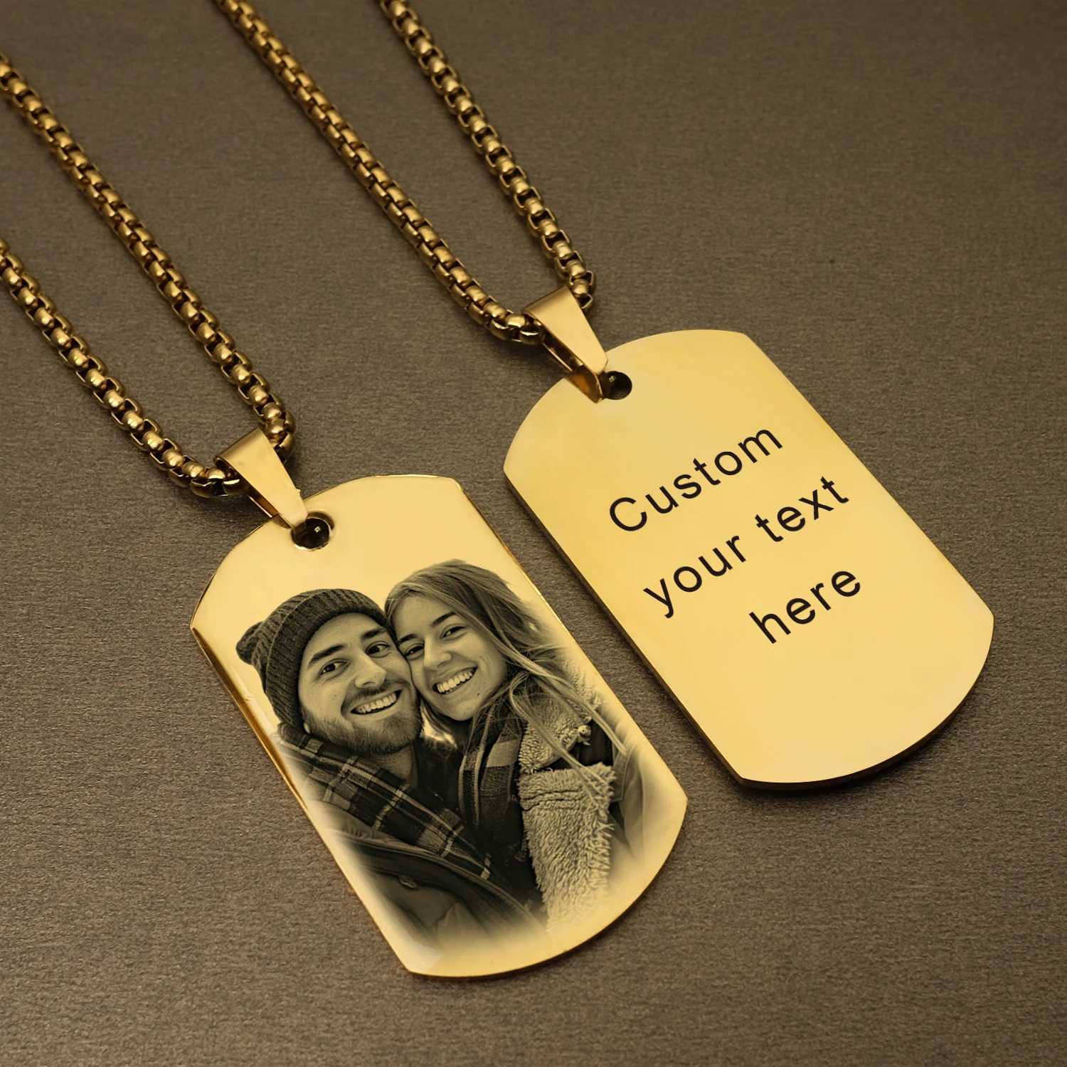 Personalized customized photo and message necklace pendant keychain dog tag custom carved necklace with photo Christmas gift W240918