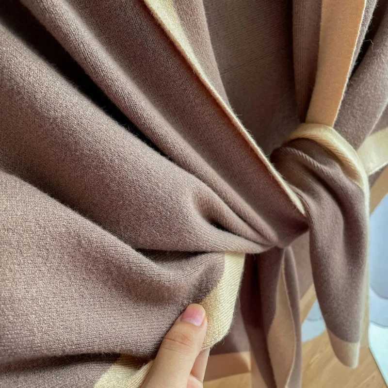 Soft double-sided cashmere knitted shawl for women solid color triangular shawl windproof and warm accessories W240921