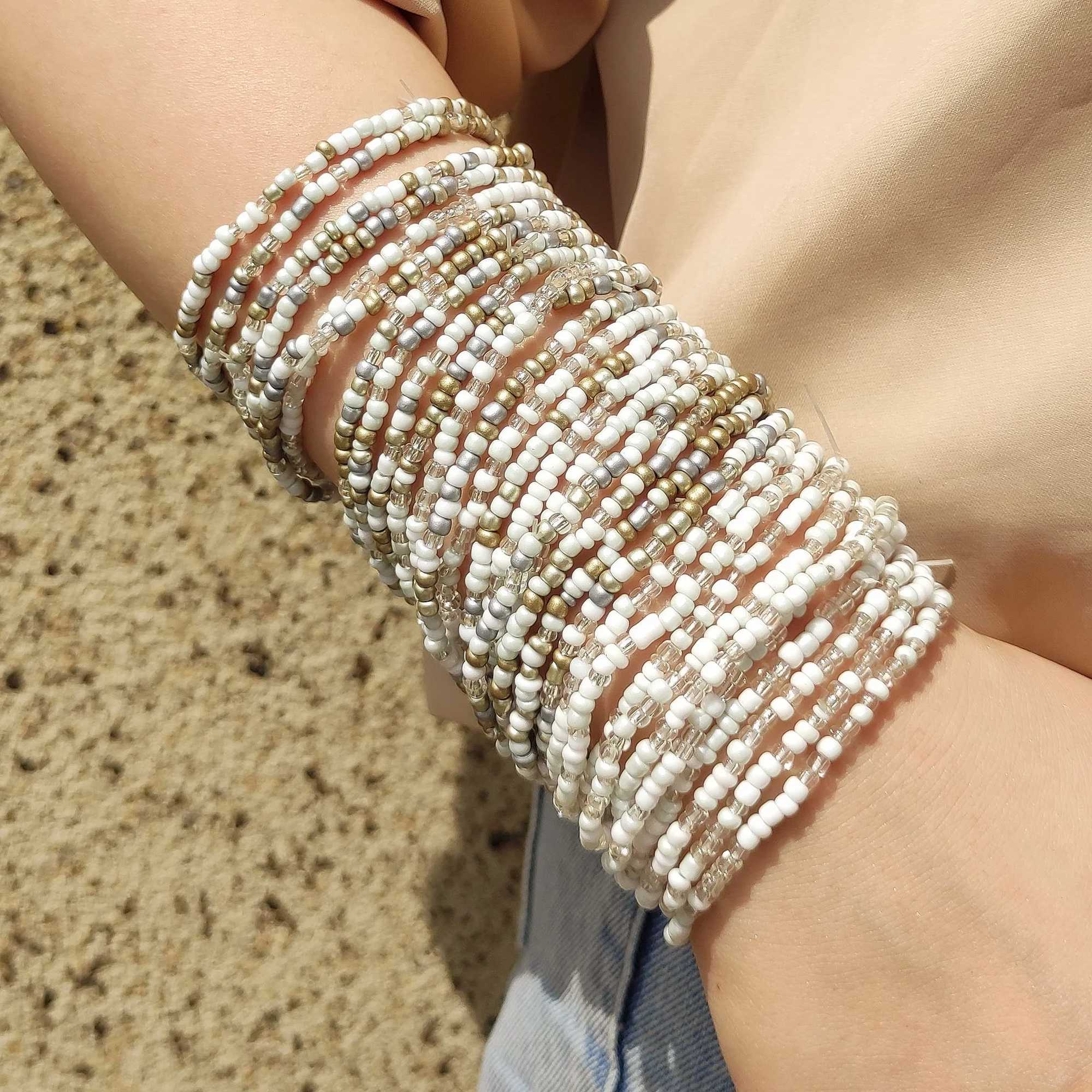 Vedawas 30pcs Beaded Bracelets Bohemian Style Colorful Beads Simple Stretchy Strand Summer Beach Vacation Party AccessoriesX240921