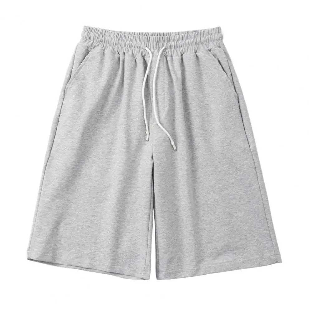 Summer Mens Shorts Cotton Soft Knee Length Shorts Solid Gray Customized Cargo Short High Quality Casual Gym Sports TrunksX240921