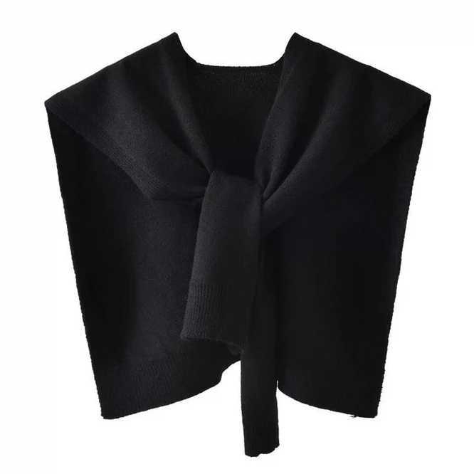 Spring and Autumn Korean Knitted Shoulder Womens Knot Solid Color with Air Conditioning Small Shawl Neck Protection Pink W240921