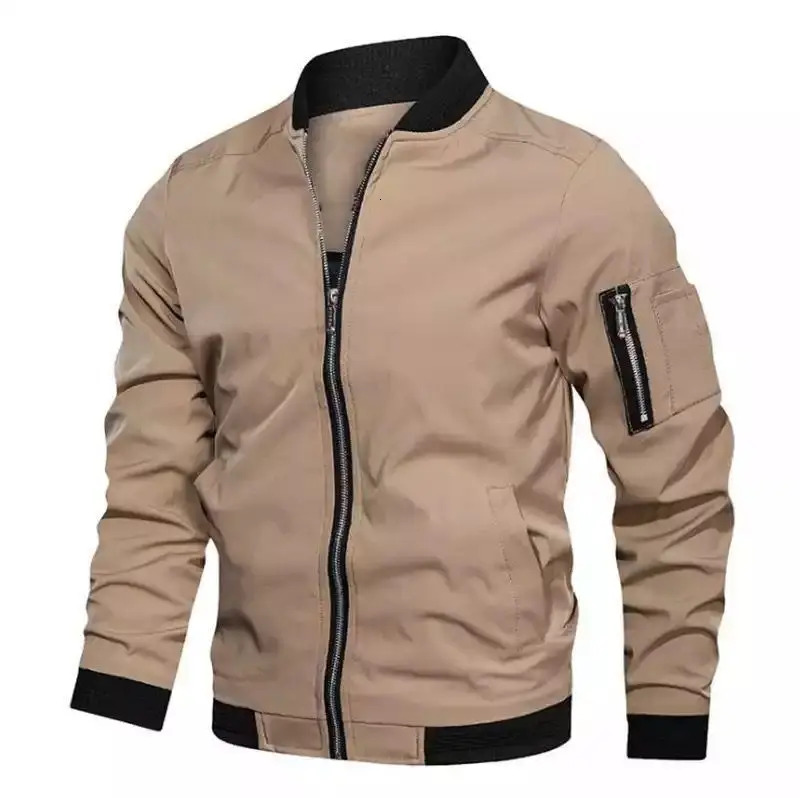 Spring Autumn Men's Baseball Jacket High Quality Standing Neck Solid Zipper Fashion School Team Coats Male Casual Bomber Jackets