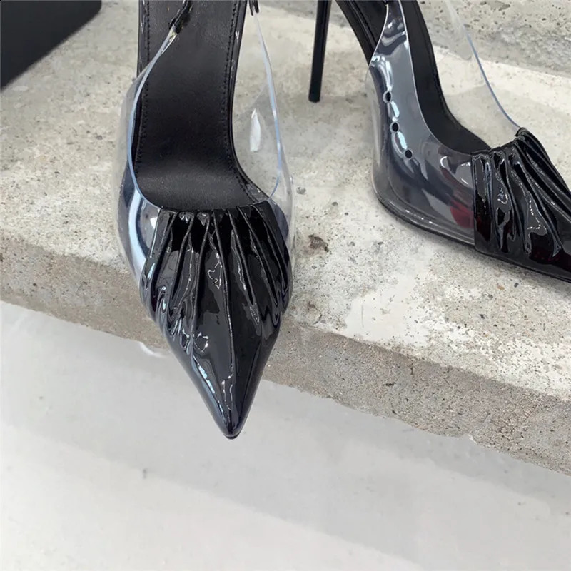 Star style pleated womens pump elegant fine high heels office womens shoes fashionable summer camisole womens business shoes 240919