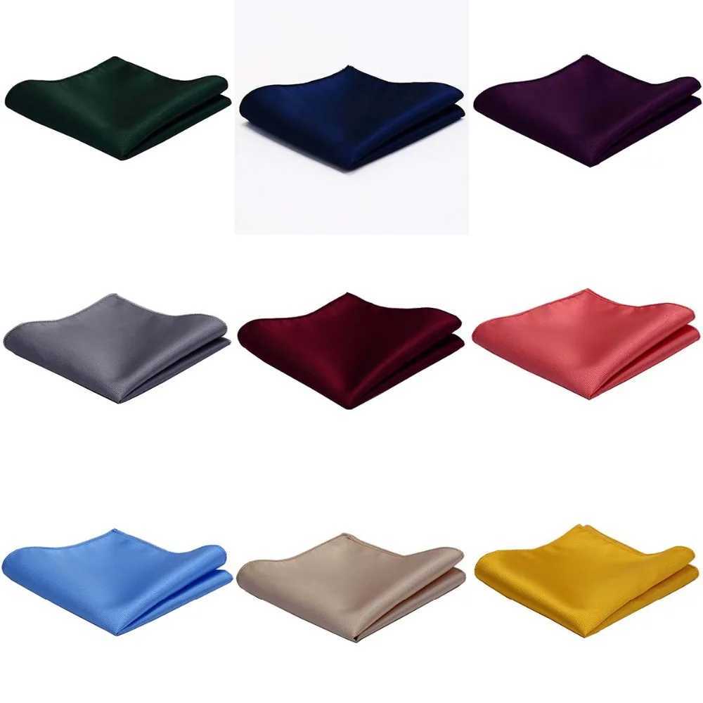 GUSLESON Classic Mens Solid Handle Head Hanki Mens Red Navy Blue Jacquard Knitted Silk Pocket Square 25 * 25cm Business Wedding W240921