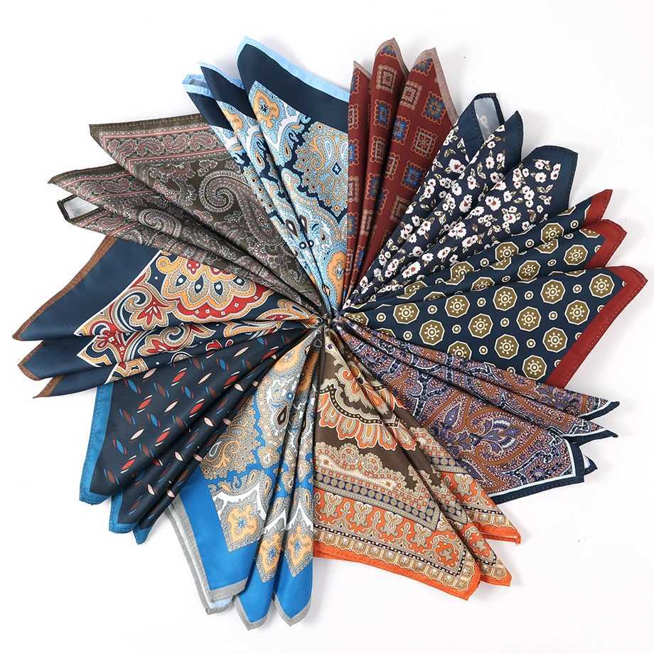 New Men Pocket Square Handkerchief Accessories Paisley Dot Vintage Business Suit Hanky Breast Scarf 30*30cm GiftX240921