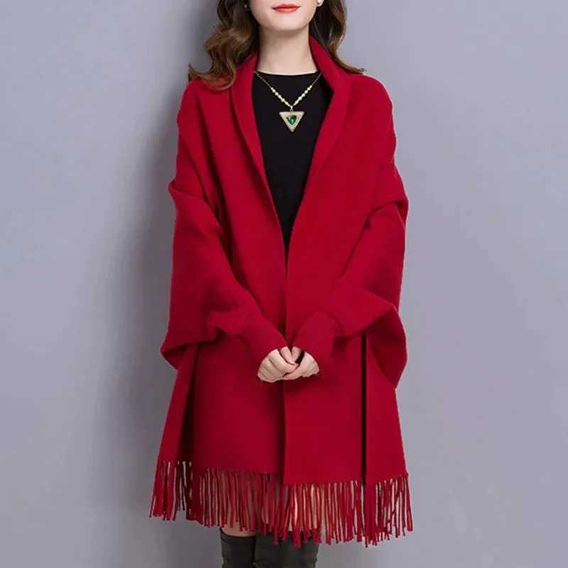 2024 new style fashionable tassel cardigan shawl jacket suitable for womens clothing elegant long sleeved shawl raincoat jacket womens top W240921