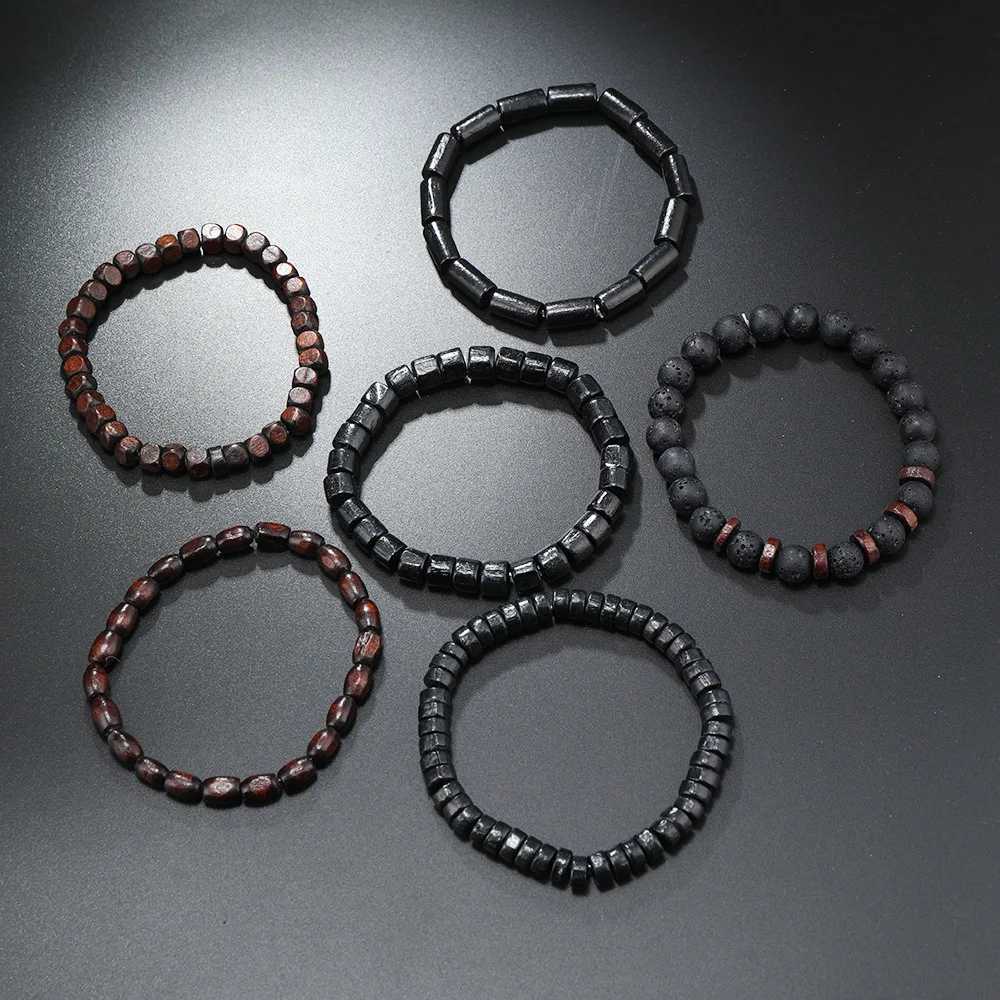 Men Retro Multi-layer Elastic String Wooden Beads Handmade Sets Handmade Bracelet Jewelry For MenX240921