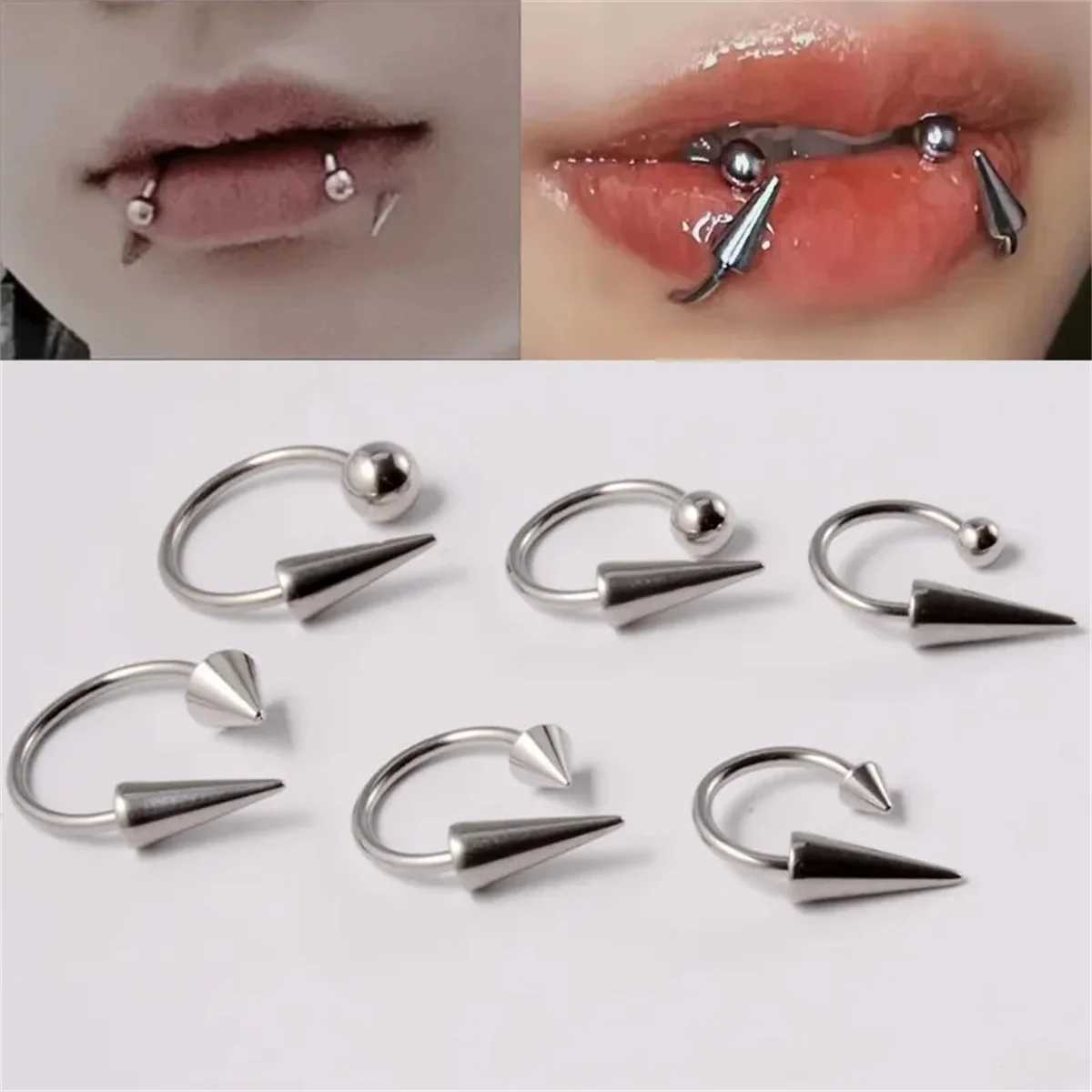 2Pcs 16G Simple Stainless Steel Piercing Lip RingFashion Lip Studs Gothic Piercing Lip Nose Ring Labret Body Piercing Jewelry Y240921